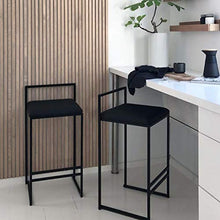 mobili Moderni Sgabelli da Bar 65 cm (26") con Schienale Rivestito in Velluto e poggiapiedi in Metallo, Sgabello Alto con Seduta Quadrata, mobili per Sala da Pranzo - 350 libbre di capacità