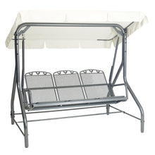 greemotion 416329 Dondolo da Giardino Toulouse a 3 Posti con Tettuccio, Altalena per Esterno in Acciaio, Grigio, 196x120x168 cm