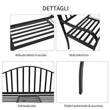 Outsunny Panchina da Giardino 2 Persone con Tavolino Estensibile Metallo 160 x 53 x 95 cm Nero