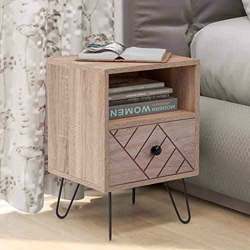 Q-HL Comodino Cabina da Comodino Cabinet Storage Comodino 1 Cassetto con Manici in Metallo E Corridori per Camera da Letto Soggiorno Camera da Letto