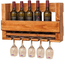 MFLASMF Solid Wood Hanging Wine Bottle Rack Storage Stand Living Room Wine Glass Stemware Holder Storage Shelf Modern Minimalist Design for Wine Lovers