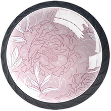 Fiore rosa che sboccia rosa dell'acquerello Pomelli per Porta Set di 4 Pomelli per Mobili Manopole per Cassetti Cucina Armadio Vetro