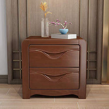 H-CAR Elegante Comodino in Legno massello, Comodino, Comodino con Design Moderno a Doppio cassetto