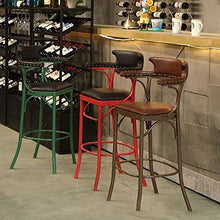 Sgabello Sedia Poggiapiedi Cuscino Retro Ferro Battuto Bar Stool PU Materiale di Alta Elastica con Schienale Alto Bar Stool Bar Stool Metallo Leg Cafe Cucina Stool QAF1010 (Color : Green)
