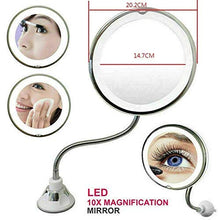 Specchi per Trucco Specchio ingranditore 10X Luce a LED Ventosa Specchio a Parete 360 Rotazione Bagno Specchio Flessibile Specchio per Trucco
