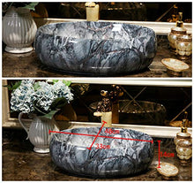 Ayhuir Marmo d'imitazione Ovale Jingdezhen Lavandino da Bagno in Ceramica Lavabo Cinese Lavabo da appoggio in Ceramica Marrone Lavabo da appoggio in Porcellana