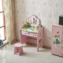 DD&QG Arte del Legno Bambini Principessa Vanity Toeletta da Trucco con Specchio E Sgabello,Bambini Specchiera Tavolo Cosmetici con Cassetti,per Le Bambine Miglior Regalo-Rosa 58x33x94cm(23x13x37inch)