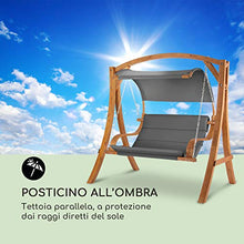 blumfeldt Maui Hollywoodschaukel - Dondolo, Sedile: 110 cm, 2 Posti, Tenda da Sole incl, Materiale: Legno Massiccio e Poliestere, Catene in Acciaio Inox, Viti Inox Zincate, Grigio Scuro