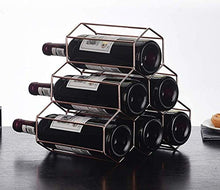 Free Standing Tabletop 6 Bottles Wine Rack, 3-Tier Iron Wine Bottle Display Holder Living Room Decorations Portable Modern Minimalist Design for Wine Lovers
