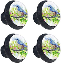 Uccello Blu Su Un Ramo Pomelli per Porta Set di 4 Pomelli per Mobili Manopole per Cassetti Cucina Armadio Vetro