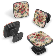 Set di 4 pezzi con maniglia quadrata per armadio da cucina, credenza, cassettiera, cassettiera, con viti, per cucina, comò, armadietto, bagno, guardaroba floreale