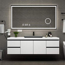 Specchio Specchio Rettangolare Grande, LED Illuminato con Specchio da Bagno Light Touch, Vanity, Anti-Fog + Antideflagrante + Lente d'Ingrandimento + Orologio, 600x