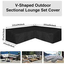 HSGAV Mobili Giardino Copertura per Divano Ad Angolo Copertura per Esterno Impermeabile a Forma di V Antipolvere, 420d Copertura per Divano da Giardino, con Custodia, 215x215x87cm, Nero