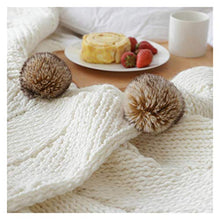 Coperte Ciniglia Lavorate A Maglia Pompon Carini Autunno Inverno Coperta Ponderata Calda Accogliente Divano Letto Casual Tranquillità (Color : Beige, Size : 130x160cm)
