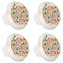 Maniglie per cassetti Manopole per cassetti Manopole rotonde Confezione da 4 per armadietto, cassetti, cassettiere, cassettiere ecc - Cartoon pattern di Natale