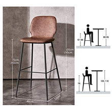 Ljings - Monopolli in sella, retro in finta pelle, con schienale e gambe in metallo imbottite, sgabello da bar da cucina, sedie da pranzo, colore: grigio, 75 cm