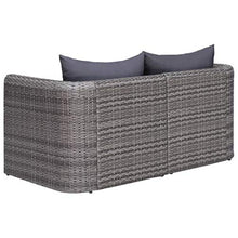 2 pz Divano Angolare da Giardino 72 x 72 x 63 cm Divano da Giardino in Polyrattan con 2 Cuscini di Seduta e 2 Cuscini per Lo Schienale -Grigio