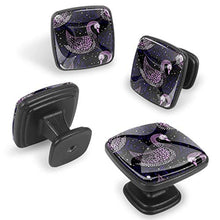 Winter with decorative swans Pomelli per Porta Set di 4 Pomelli per Mobili Manopole per Cassetti Cucina Armadio Vetro