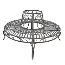 La Grande Prairie - Panca da giardino in ferro, motivo: torre d'albero, 140 x 140 x 78 cm