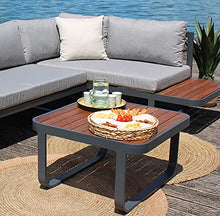 Meubletmoi - Tavolino da giardino in alluminio e piano in legno Teck, stile Lounge – VAHINE