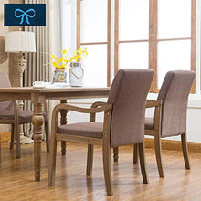 zvcv Sedie da scrivania Sedie da Pranzo/Laterali in Legno con Braccio, Sedia da Reception con Accento per Il Tempo Libero Imbottita in Tessuto Contemporaneo, Cachi