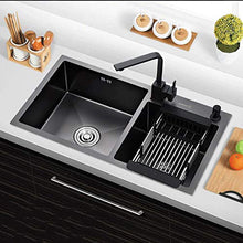 Heijingang nano lavello in acciaio inossidabile, lavabo da cucina a doppio lavabo, grande capacità, olio non appiccicoso, acqua non appiccicosa, con bacino di scarico, due metodi di installazione