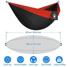 Amaca da Campeggio, Amaca Doppia, Amaca Sospesa da Giardino in Nylon, Amaca da Esterno, Portata Fino a 300 kg, 275 * 140 cm, con Fissaggio di qualità, per Viaggi, Campeggio, Giardinoadatta