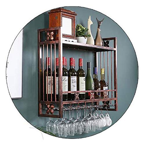 Wine Rack H-Porta Bottiglie da Vino Multifunzione Parete Bagagli Mensola in Legno (Color : Brown, Size : L60cm)
