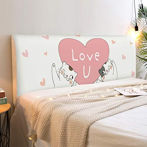 Fansu Copertura Testiera Letto Singolo/Matrimoniale, Stampa Elastica Antipolvere All-inclusive Copertura per testiera per Letto, Decorazione per Camera da Letto (Gatto,120cm)