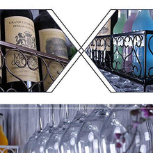 Feifei Portabottiglie Vino Rack Porta Bicchieri in Metallo con Supporto a Parete per 12 Bottiglie Vino e 12 calici - Nero 50X20x17cm