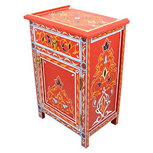 Comò generale rosso in legno massiccio dipinto a mano H 68 cm 1 cassetto 1 anta | credenza marocchina anticata | Vera Artigianato Marocco | 100126