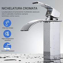 Rubinetto Lavabo a Cascata, Miscelatore Bagno in Ottone, Rubinetto Lavabo Bagno con Grande Uscita Acqua, Rubinetto Lavabo Monocomando con Acqua Calda e Fredda Disponibile