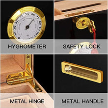 QinWenYan - Scatola portaoggetti per sigarette Cedar Wood CIGICH Humidor portatile, grande capacità, accessori per tabacco, pulizia igrometro, igrometro