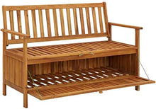 ZRB Baule da Giardino, Bench da Giardino Panche in Legno Solido Patio in Legno di Acacia con braccioli Panchina del Parco per all'aperto,Multibox