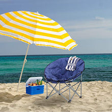 Relaxdays 10021000 Sedia da Campeggio Moonchair Carico Max. 120 kg Comoda Poltrona da Camping Pieghevole con Custodia, Blu Scuro