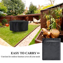 HSGAV Copertura per Mobili da Esterno, Coperture Rotondo da Giardino, Tavolo da Pranzo Rotondo Impermeabile e Resistente Ai Raggi UV e Set di Sedie con Coulisse 420D Oxford, Nero,73x43in