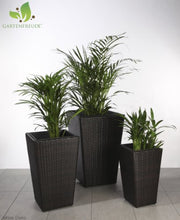 Gartenfreude Secchio per pianta da Giardino in polyrattan, incl. Elemento in plastica per Interno ed Esterno, Marrone Bicolore, 46 x 46 x 45 cm, 37 x 37 x 37 cm, 28 x 28 x 30 cm