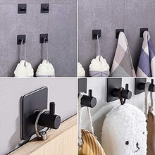 qipuneky 4Pcs 304 Gancio da Cucina in Acciaio Inox Gancio Singolo Gancio Adesivo Forte Gancio Appendiabiti da Bagno Gancio Pugno Libero (nero)