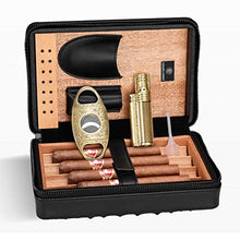 Accessori e umidificatori per sigari Leather Cigar Cabinet in Uscita Portable Storage Box Naturale Legno di Cedro Cigar Umidificatore di Alta qualità Tessuto 4 può Essere Salvata Regalo