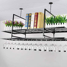 QTWW Portabottiglie da Appendere Decorazione da Parete Soffitto da Appendere Armadietto da Vino Supporto a Testa in Giù Nero (Dimensioni: 100 * 35 * 60 cm)