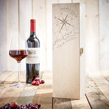 AMAVEL Confezione in Legno Porta Bottiglie di Vino con Incisione Personalizzata Nome e Data, Motivo Bussola, Scatola Regalo Originale per Compleanno o Natale