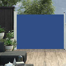 vidaXL Tenda da Sole Laterale Retrattile per Patio Privacy Automatica Schermo Parasole Frangivento 120x500 cm in Tessuto PU Blu Telaio in Ferro