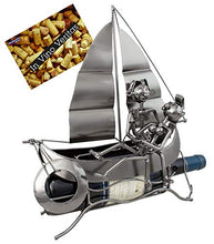Brubaker Portabottiglie per Vino - Barca a Vela con Gli Amanti - Decorazione in Metallo - Portabottiglie con Biglietto d'Auguri - Regalo del Vino