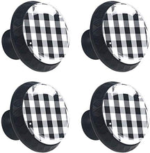 Chequered Black and White Check Plaid Pomelli per Porta Set di 4 Pomelli per Mobili Manopole per Cassetti Cucina Armadio Vetro