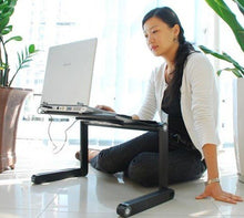 Supporto regolabile da tavolo per PC portatile, in alluminio, presa d'aria con ventola con ventole CPU, ultra leggero ed ergonomico, vassoio stand up per il letto e la sedia Red