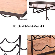 QTWW Portabottiglie in Legno (espositore) e Porta Calice, Robusto Fatto a Mano (6/8 Bottiglie) - per Decorazioni per la casa e Feste da Bar, 6 Bottiglie