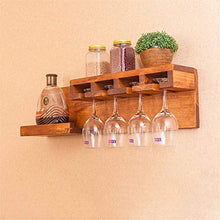 Classico Wall Mount Ecofriendly legno di pino bottiglia di vino della mensola del supporto del calice del vino Holder pensili 10 Wine Glass ripiano impianto galleggiante Mensole Organizzatore del cont