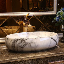 Marmo modello arte sopra lavabo contatore lavabo lavabo ovale grande sopra lavabo (60x43x15cm) Lavandini bagno