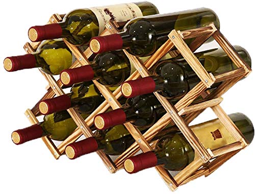 Supporto per portabottiglie in legno pieghevole, organizer per conservare il vino, per esporre vini, bar, birra, cucina domestica (10 bottiglie)