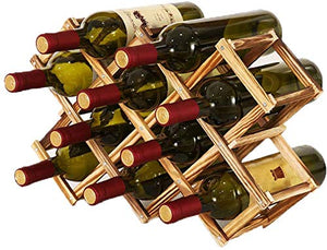Supporto per portabottiglie in legno pieghevole, organizer per conservare il vino, per esporre vini, bar, birra, cucina domestica (10 bottiglie)